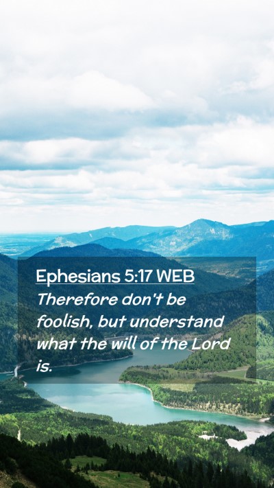 Picture 02 - Ephesians 5:17 WEB Mobile Phone Wallpaper - Therefore don't be foolish, but understand what - Mobile Bible Verse Wallpaper