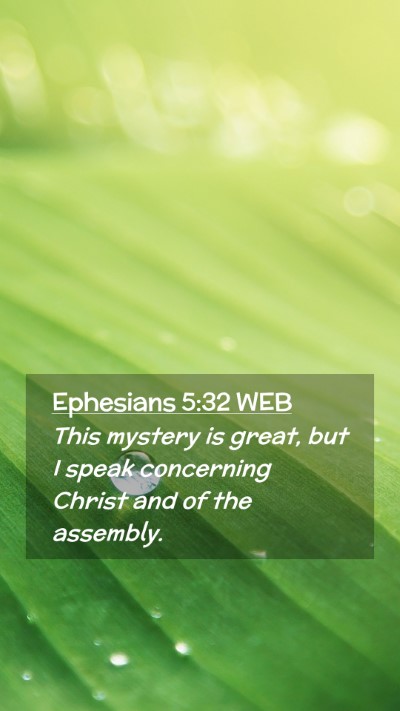 Picture 02 - Ephesians 5:32 WEB Mobile Phone Wallpaper - This mystery is great, but I speak concerning - Mobile Bible Verse Wallpaper
