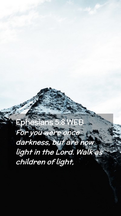 Picture 02 - Ephesians 5:8 WEB Mobile Phone Wallpaper - For you were once darkness, but are now light in - Mobile Bible Verse Wallpaper