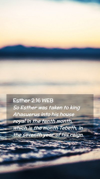 Picture 02 - Esther 2:16 WEB Mobile Phone Wallpaper - So Esther was taken to king Ahasuerus into his - Mobile Bible Verse Wallpaper