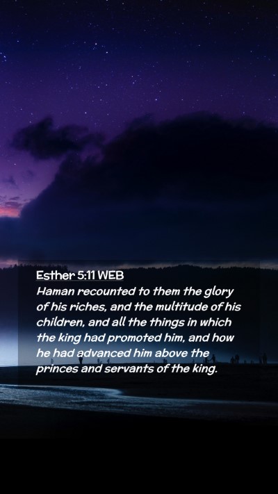 Picture 02 - Esther 5:11 WEB Mobile Phone Wallpaper - Haman recounted to them the glory of his riches, - Mobile Bible Verse Wallpaper