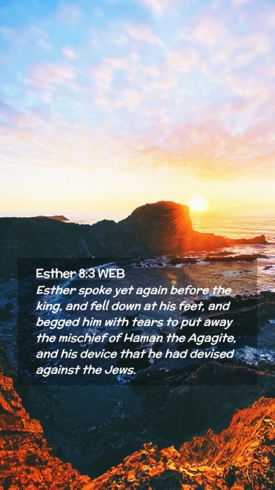 Picture 02 - Esther 8:3 WEB Mobile Phone Wallpaper - Esther spoke yet again before the king, and fell - Mobile Bible Verse Wallpaper