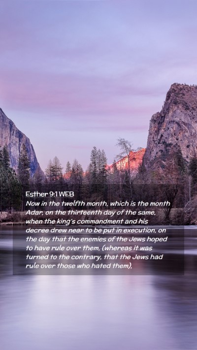 Picture 02 - Esther 9:1 WEB Mobile Phone Wallpaper - Now in the twelfth month, which is the month - Mobile Bible Verse Wallpaper