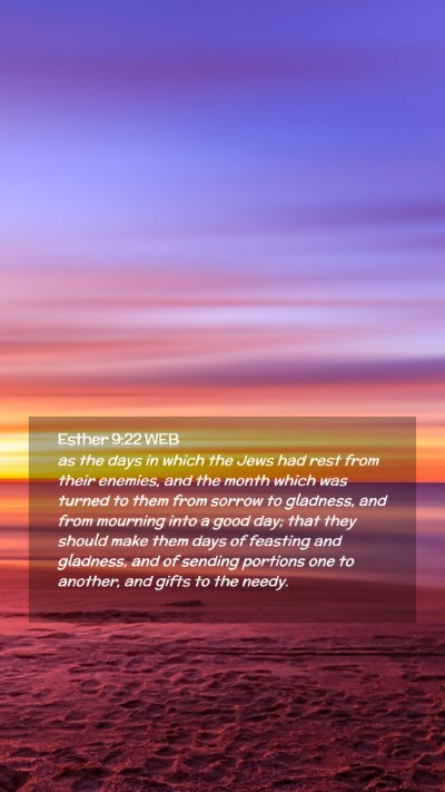 Picture 02 - Esther 9:22 WEB Mobile Phone Wallpaper - as the days in which the Jews had rest from their - Mobile Bible Verse Wallpaper