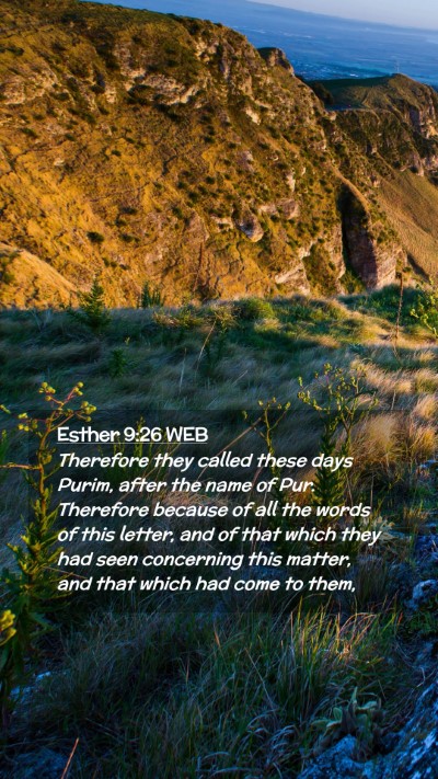 Picture 02 - Esther 9:26 WEB Mobile Phone Wallpaper - Therefore they called these days Purim, after the - Mobile Bible Verse Wallpaper