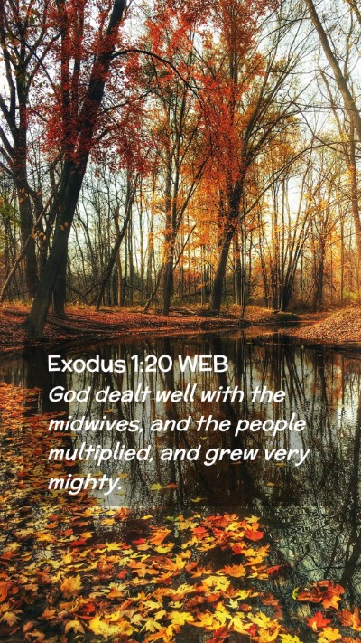 Picture 02 - Exodus 1:20 WEB Mobile Phone Wallpaper - God dealt well with the midwives, and the people - Mobile Bible Verse Wallpaper