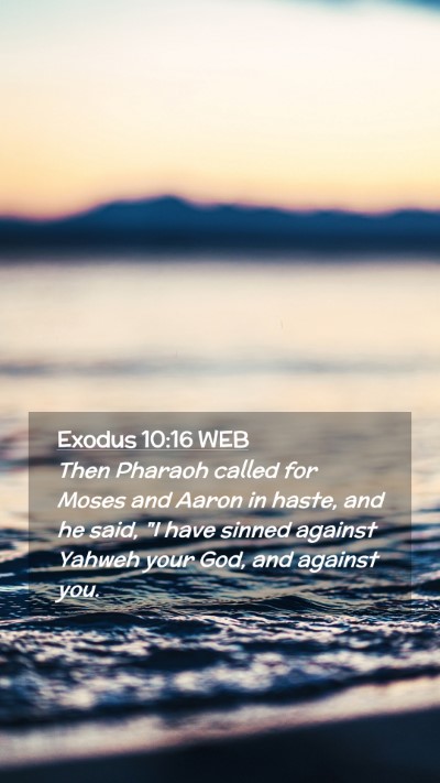 Picture 02 - Exodus 10:16 WEB Mobile Phone Wallpaper - Then Pharaoh called for Moses and Aaron in haste, - Mobile Bible Verse Wallpaper