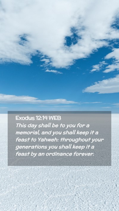 Picture 02 - Exodus 12:14 WEB Mobile Phone Wallpaper - This day shall be to you for a memorial, and you - Mobile Bible Verse Wallpaper