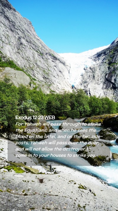 Picture 02 - Exodus 12:23 WEB Mobile Phone Wallpaper - For Yahweh will pass through to strike the - Mobile Bible Verse Wallpaper