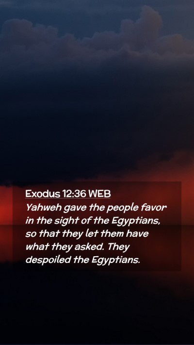 Picture 02 - Exodus 12:36 WEB Mobile Phone Wallpaper - Yahweh gave the people favor in the sight of the - Mobile Bible Verse Wallpaper