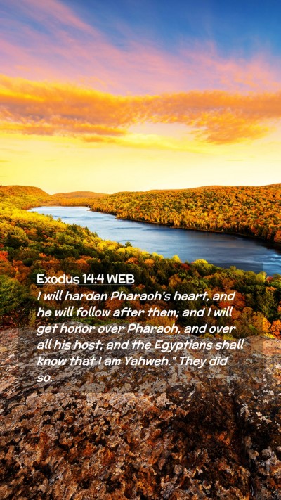 Picture 02 - Exodus 14:4 WEB Mobile Phone Wallpaper - I will harden Pharaoh's heart, and he will follow - Mobile Bible Verse Wallpaper
