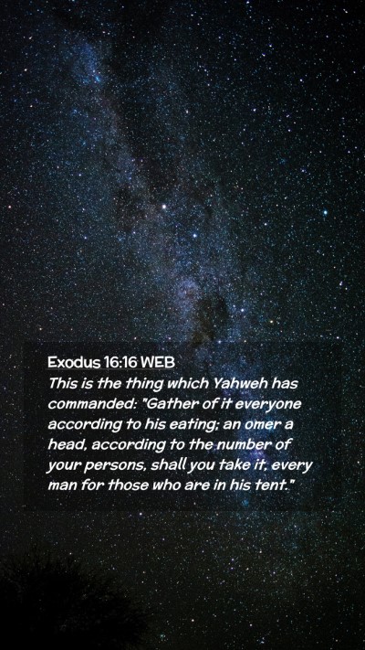 Picture 02 - Exodus 16:16 WEB Mobile Phone Wallpaper - This is the thing which Yahweh has commanded: - Mobile Bible Verse Wallpaper