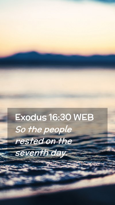Picture 02 - Exodus 16:30 WEB Mobile Phone Wallpaper - So the people rested on the seventh - Mobile Bible Verse Wallpaper