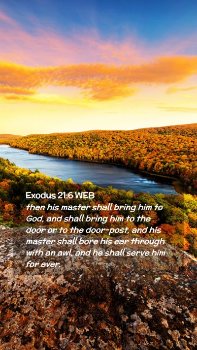 Picture 02 - Exodus 21:6 WEB Mobile Phone Wallpaper - then his master shall bring him to God, and shall - Mobile Bible Verse Wallpaper