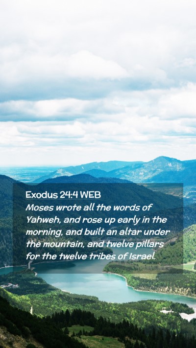 Picture 02 - Exodus 24:4 WEB Mobile Phone Wallpaper - Moses wrote all the words of Yahweh, and rose up - Mobile Bible Verse Wallpaper