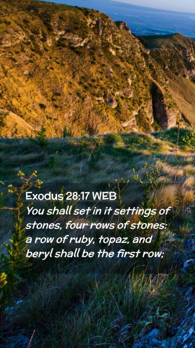 Picture 02 - Exodus 28:17 WEB Mobile Phone Wallpaper - You shall set in it settings of stones, four rows - Mobile Bible Verse Wallpaper
