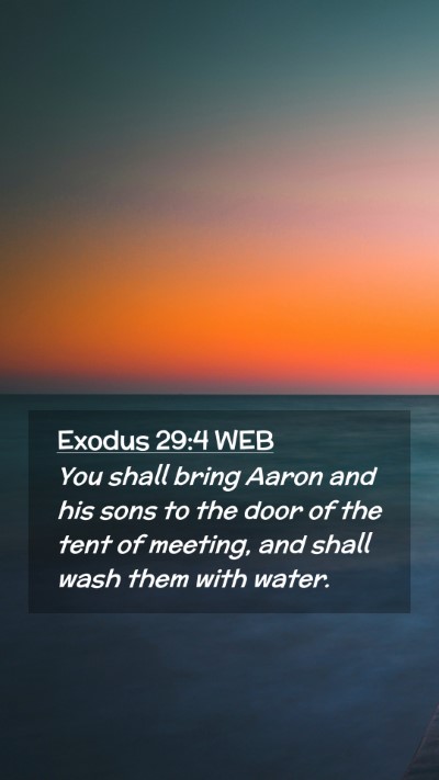 Picture 02 - Exodus 29:4 WEB Mobile Phone Wallpaper - You shall bring Aaron and his sons to the door of - Mobile Bible Verse Wallpaper