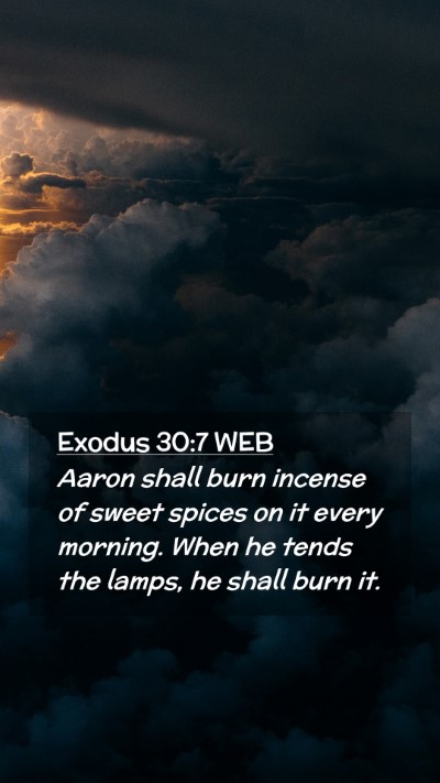 Picture 02 - Exodus 30:7 WEB Mobile Phone Wallpaper - Aaron shall burn incense of sweet spices on it - Mobile Bible Verse Wallpaper