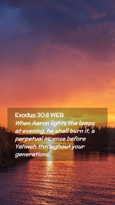 Picture 02 - Exodus 30:8 WEB Mobile Phone Wallpaper - When Aaron lights the lamps at evening, he shall - Mobile Bible Verse Wallpaper