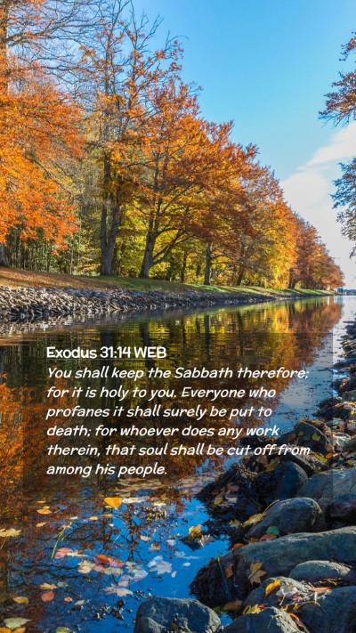 Picture 02 - Exodus 31:14 WEB Mobile Phone Wallpaper - You shall keep the Sabbath therefore; for it is - Mobile Bible Verse Wallpaper