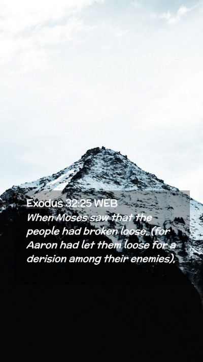 Picture 02 - Exodus 32:25 WEB Mobile Phone Wallpaper - When Moses saw that the people had broken loose, - Mobile Bible Verse Wallpaper