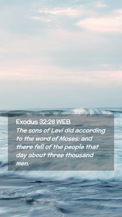 Picture 02 - Exodus 32:28 WEB Mobile Phone Wallpaper - The sons of Levi did according to the word of - Mobile Bible Verse Wallpaper