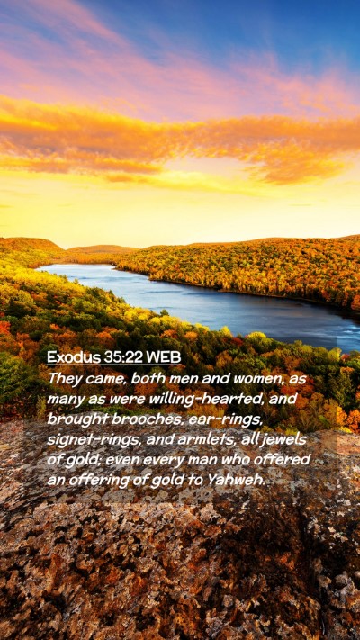 Picture 02 - Exodus 35:22 WEB Mobile Phone Wallpaper - They came, both men and women, as many as were - Mobile Bible Verse Wallpaper