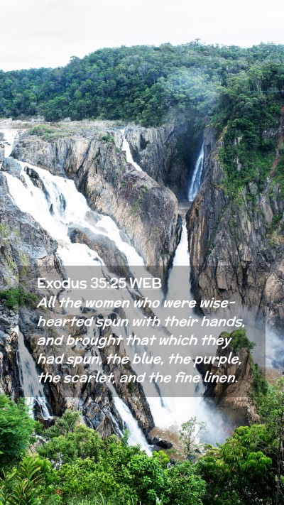 Picture 02 - Exodus 35:25 WEB Mobile Phone Wallpaper - All the women who were wise-hearted spun with - Mobile Bible Verse Wallpaper