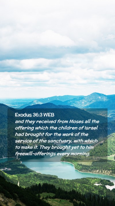 Picture 02 - Exodus 36:3 WEB Mobile Phone Wallpaper - and they received from Moses all the offering - Mobile Bible Verse Wallpaper