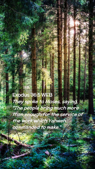 Picture 02 - Exodus 36:5 WEB Mobile Phone Wallpaper - They spoke to Moses, saying, 