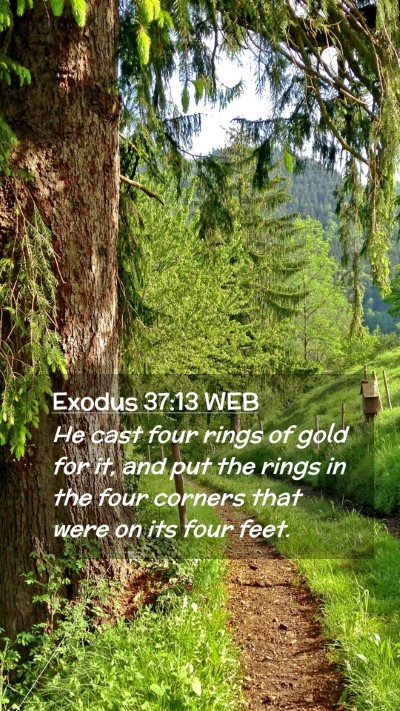 Picture 02 - Exodus 37:13 WEB Mobile Phone Wallpaper - He cast four rings of gold for it, and put the - Mobile Bible Verse Wallpaper