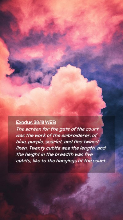 Picture 02 - Exodus 38:18 WEB Mobile Phone Wallpaper - The screen for the gate of the court was the work - Mobile Bible Verse Wallpaper