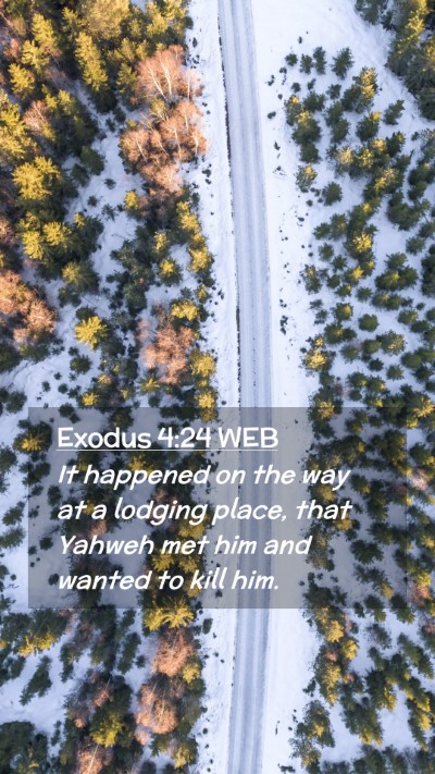 Picture 02 - Exodus 4:24 WEB Mobile Phone Wallpaper - It happened on the way at a lodging place, that - Mobile Bible Verse Wallpaper