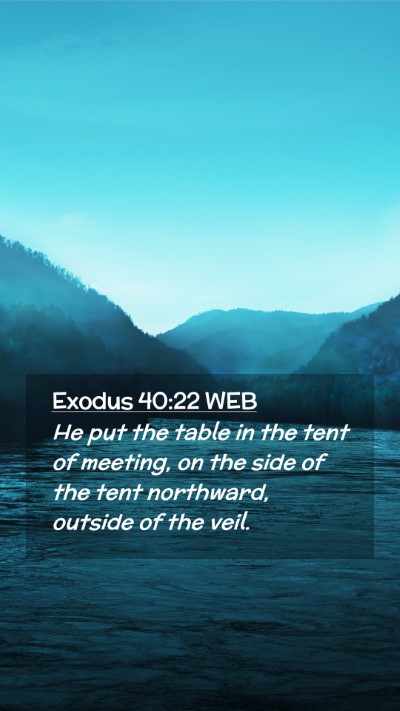 Picture 02 - Exodus 40:22 WEB Mobile Phone Wallpaper - He put the table in the tent of meeting, on the - Mobile Bible Verse Wallpaper