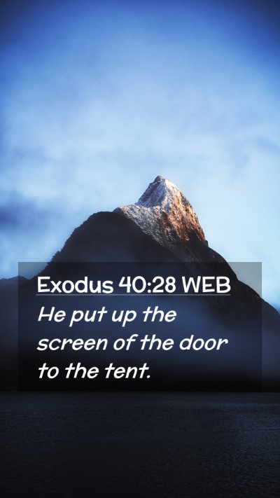 Picture 02 - Exodus 40:28 WEB Mobile Phone Wallpaper - He put up the screen of the door to the - Mobile Bible Verse Wallpaper