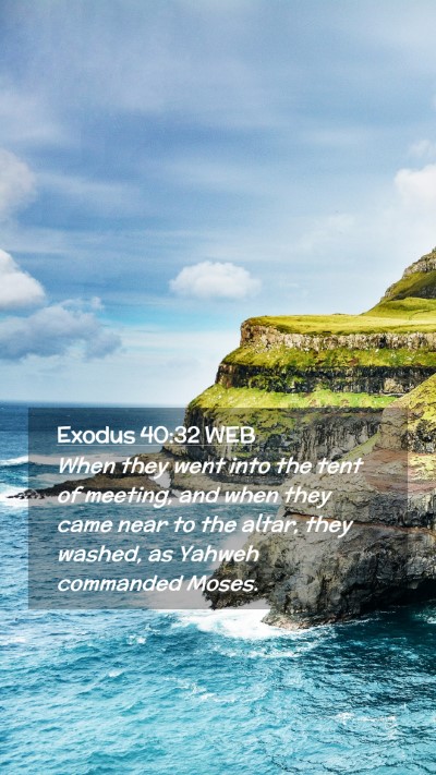 Picture 02 - Exodus 40:32 WEB Mobile Phone Wallpaper - When they went into the tent of meeting, and when - Mobile Bible Verse Wallpaper