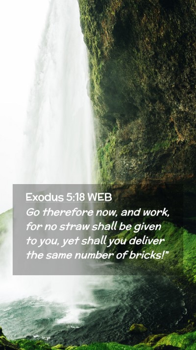 Picture 02 - Exodus 5:18 WEB Mobile Phone Wallpaper - Go therefore now, and work, for no straw shall be - Mobile Bible Verse Wallpaper
