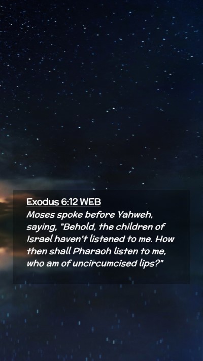 Picture 02 - Exodus 6:12 WEB Mobile Phone Wallpaper - Moses spoke before Yahweh, saying, 
