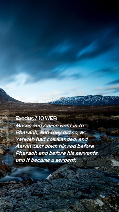 Picture 02 - Exodus 7:10 WEB Mobile Phone Wallpaper - Moses and Aaron went in to Pharaoh, and they did - Mobile Bible Verse Wallpaper
