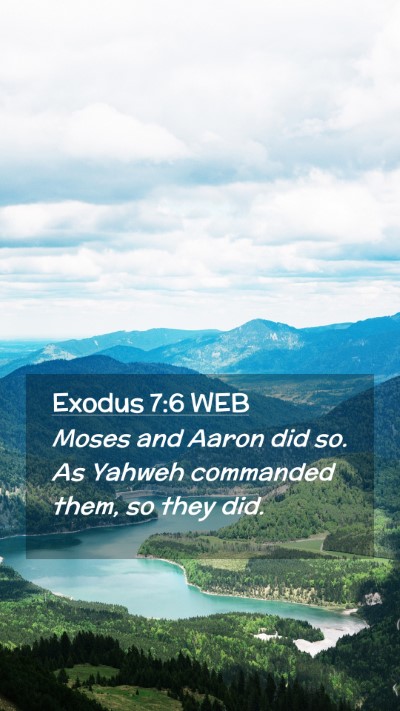 Picture 02 - Exodus 7:6 WEB Mobile Phone Wallpaper - Moses and Aaron did so. As Yahweh commanded them, - Mobile Bible Verse Wallpaper