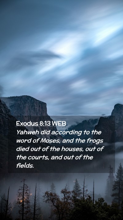 Picture 02 - Exodus 8:13 WEB Mobile Phone Wallpaper - Yahweh did according to the word of Moses, and - Mobile Bible Verse Wallpaper