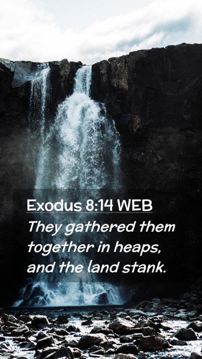 Picture 02 - Exodus 8:14 WEB Mobile Phone Wallpaper - They gathered them together in heaps, and the - Mobile Bible Verse Wallpaper