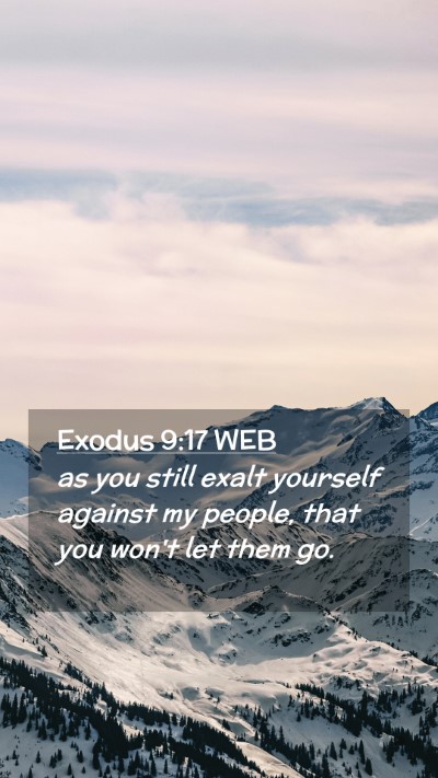 Picture 02 - Exodus 9:17 WEB Mobile Phone Wallpaper - as you still exalt yourself against my people, - Mobile Bible Verse Wallpaper