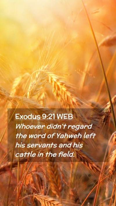 Picture 02 - Exodus 9:21 WEB Mobile Phone Wallpaper - Whoever didn't regard the word of Yahweh left his - Mobile Bible Verse Wallpaper