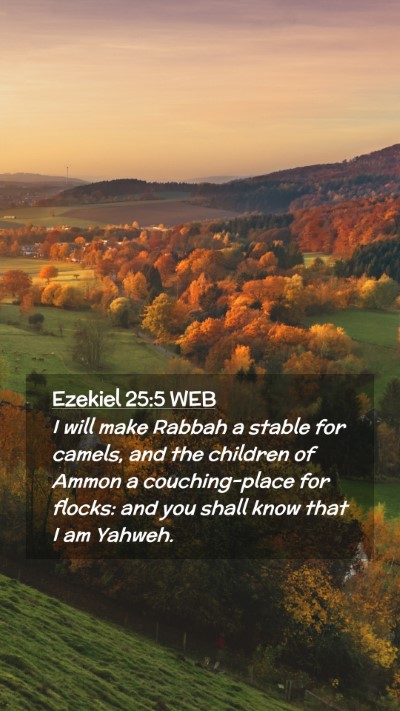 Picture 02 - Ezekiel 25:5 WEB Mobile Phone Wallpaper - I will make Rabbah a stable for camels, and the - Mobile Bible Verse Wallpaper