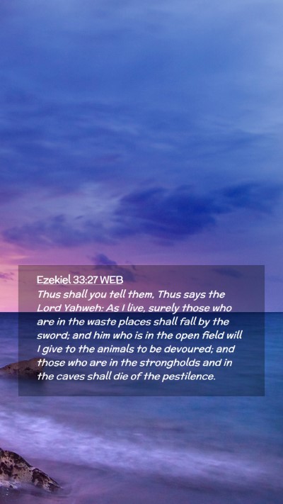 Picture 02 - Ezekiel 33:27 WEB Mobile Phone Wallpaper - Thus shall you tell them, Thus says the Lord - Mobile Bible Verse Wallpaper