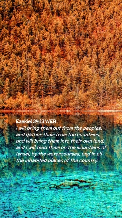 Picture 02 - Ezekiel 34:13 WEB Mobile Phone Wallpaper - I will bring them out from the peoples, and - Mobile Bible Verse Wallpaper