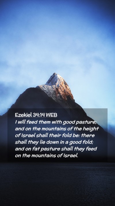 Picture 02 - Ezekiel 34:14 WEB Mobile Phone Wallpaper - I will feed them with good pasture; and on the - Mobile Bible Verse Wallpaper