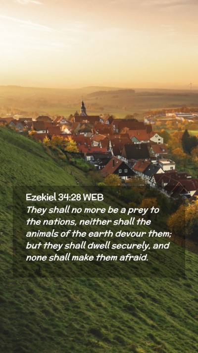 Picture 02 - Ezekiel 34:28 WEB Mobile Phone Wallpaper - They shall no more be a prey to the nations, - Mobile Bible Verse Wallpaper