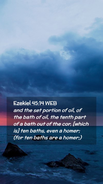 Picture 02 - Ezekiel 45:14 WEB Mobile Phone Wallpaper - and the set portion of oil, of the bath of oil, - Mobile Bible Verse Wallpaper